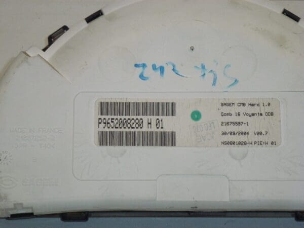 Tachymètre Citroën C2 C3 242000 km 9652008280 6105EV – Image 2